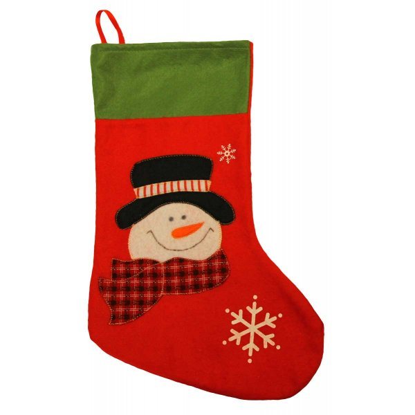 Χριστουγεννιάτικη Διακοσμητική Κάλτσα, Κόκκινη με Χιονάνθρωπο (46cm)